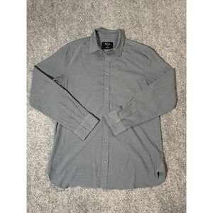 BYLT Shirt Mens Medium Gray Stretch Knit Long Sleeve Button Up Casual Office